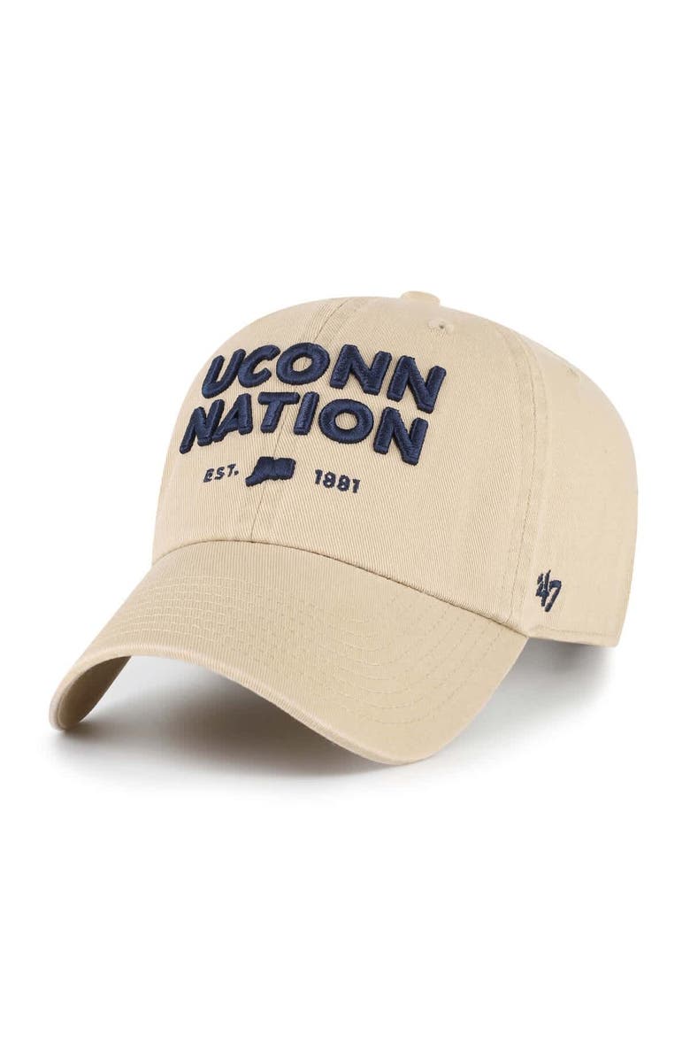 '47 Men's '47 Khaki UConn Huskies Clean Up Adjustable Hat, Main, color, Khaki