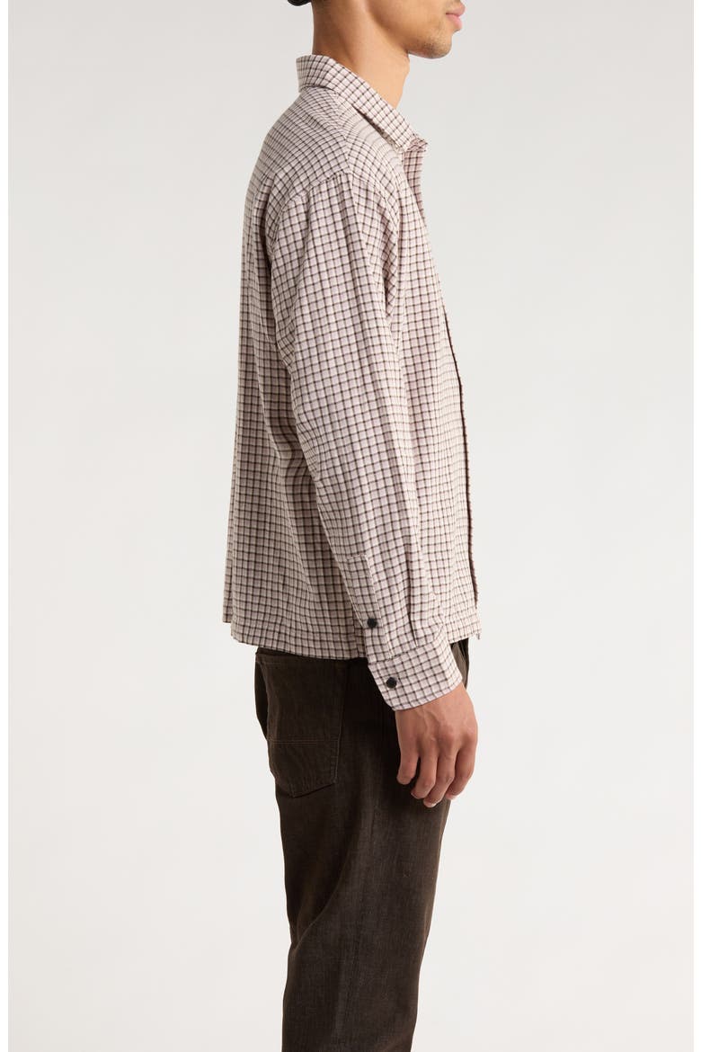 Microplaid Button-Up Shirt, Alternate, color, TAN/ BROWN
