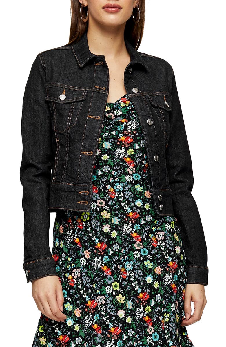 Topshop IDOL Western Stitch Denim Jacket, Main, color,