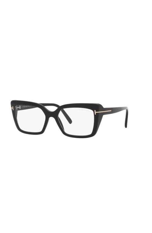 Tom Ford 55mm Rectangle Optical Glasses In Black