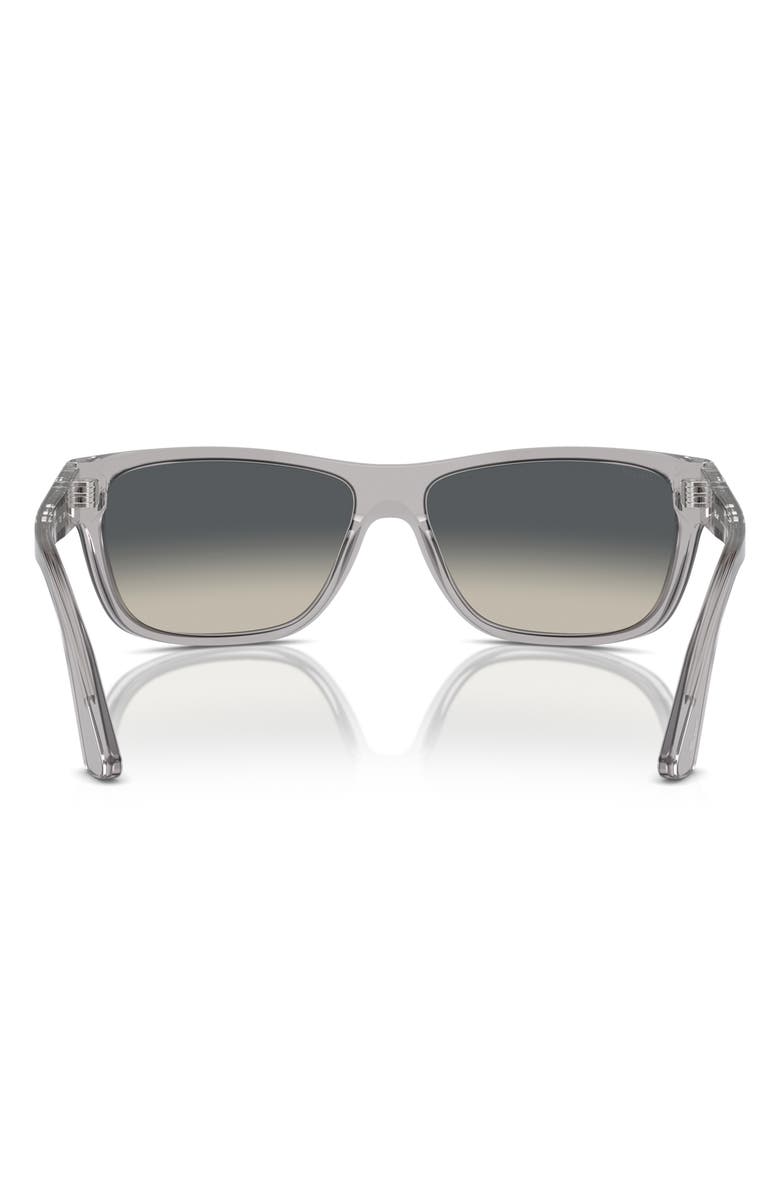 Persol 63mm Oversize Gradient Rectangular Sunglasses, Alternate, color, Transparent Grey