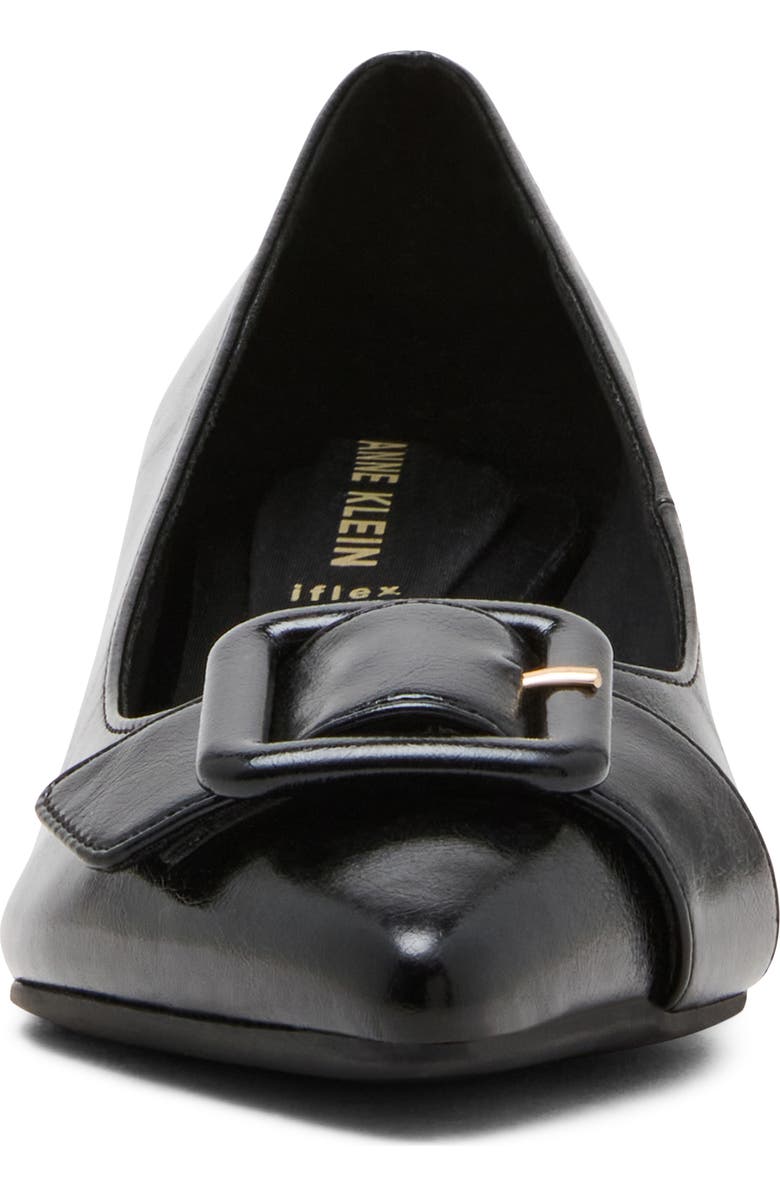 Anne Klein Senara Buckle Pointed Toe Pump, Alternate, color, Black Crinkle
