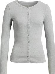 Open Edit Long Sleeve Rib Cardigan