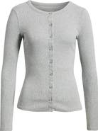 Open Edit Long Sleeve Rib Cardigan