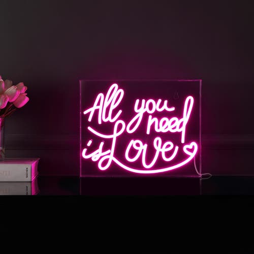 Jonathan Y All Contemporary Glam Acrylic Box Usb Operated Led Neon Light In Pink