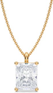 ALLUREZ Radiant Solitaire Lab Diamond Pendant Necklace 14K 3.50ct