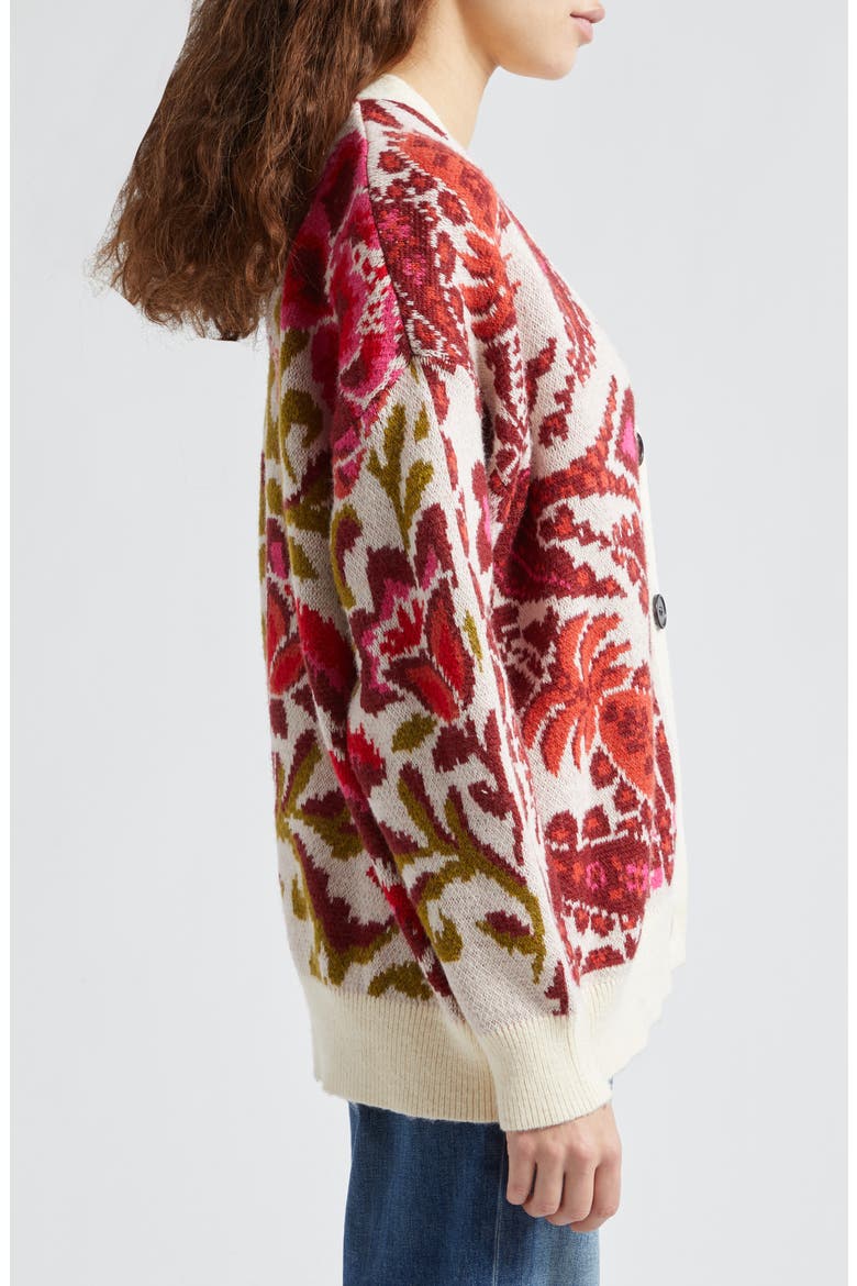 Toucans Scarf Print Cardigan, Alternate, color, TOUCANS SCARF MIXED OFF-WHITE