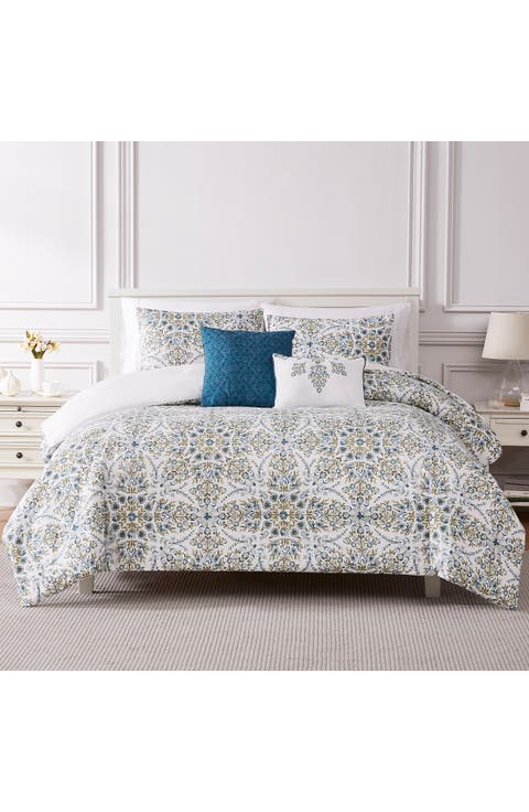 Floral Print Microfiber 5-Piece Comforter Set