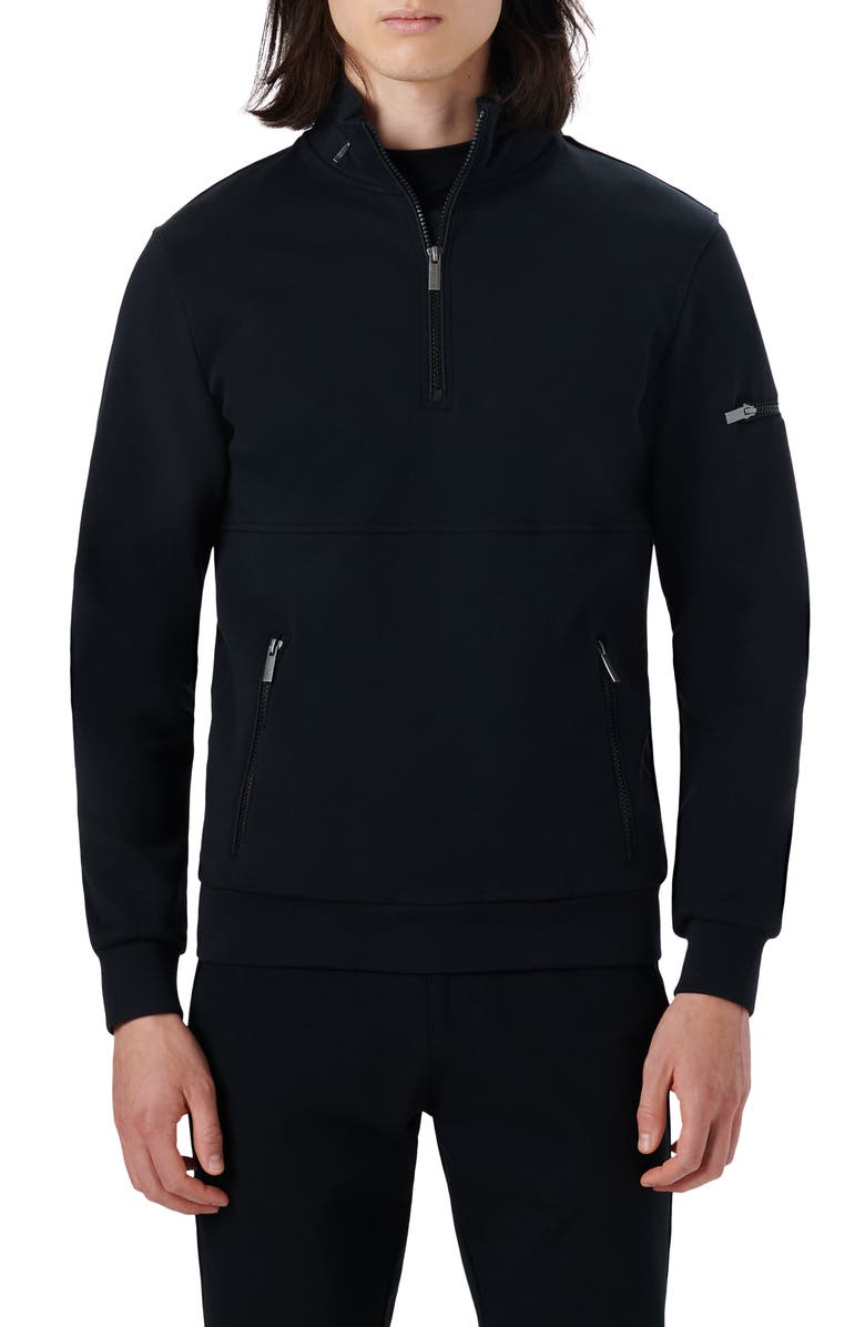 Bugatchi Quarter Zip Stretch Cotton Sweatshirt, Main, color, 