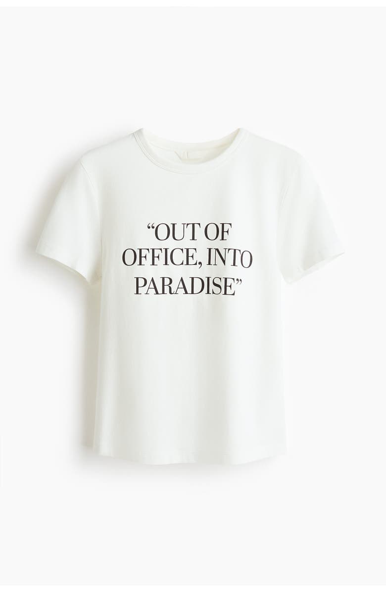H&M Printed Viscose-blend T-shirt, Alternate, color, White/Out Of Office