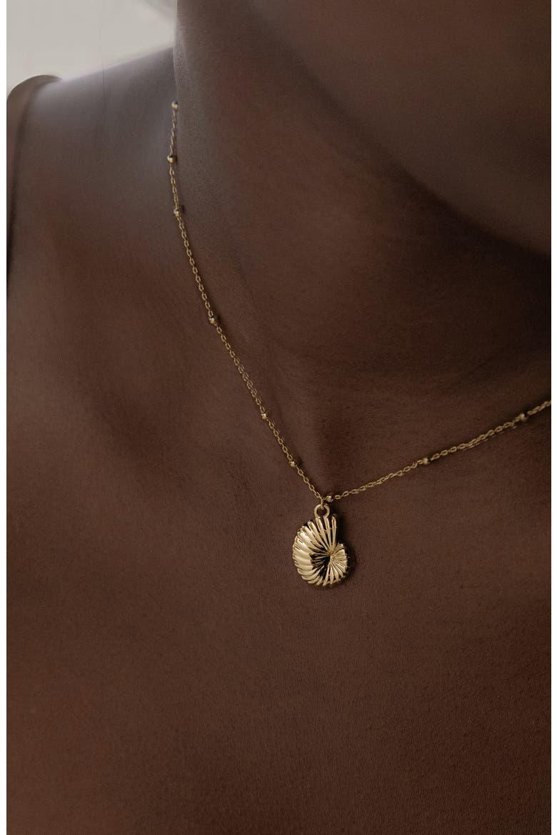Coral Beaded Shell Chocker Necklace in Gold, Alternate, color, Gold