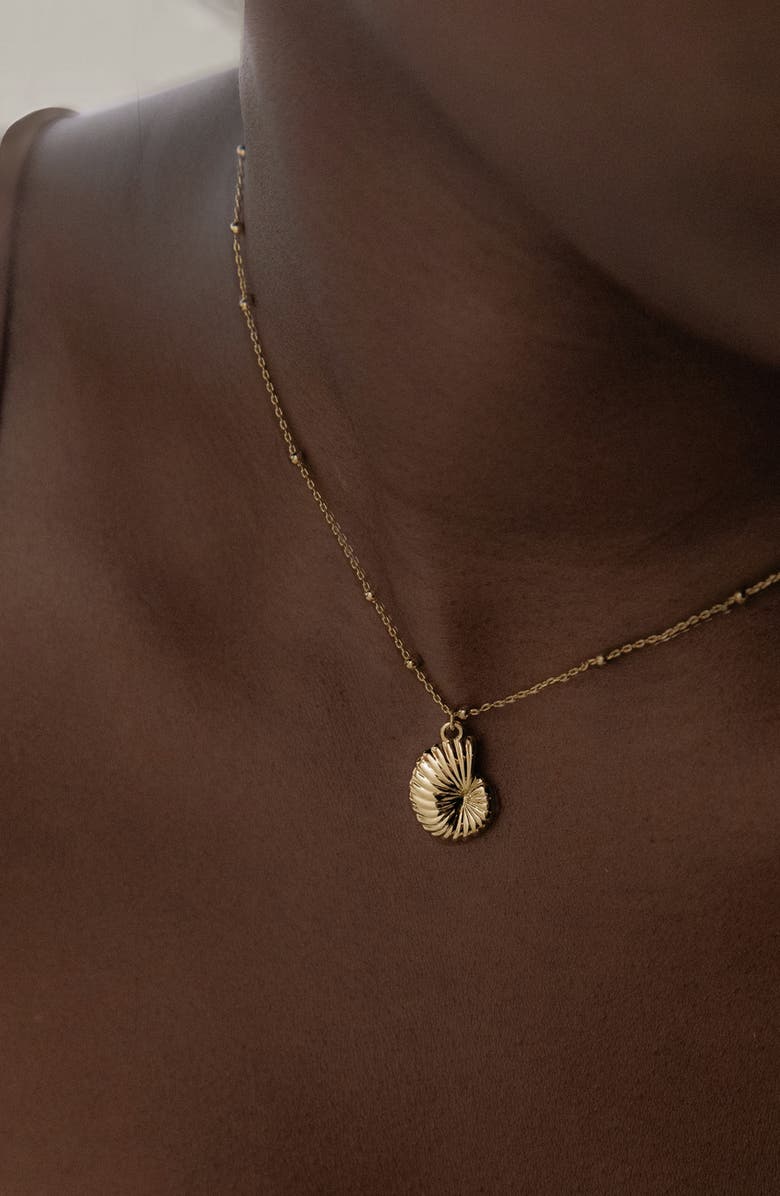 YOJ Coral Beaded Shell Chocker Necklace in Gold, Alternate, color, Gold