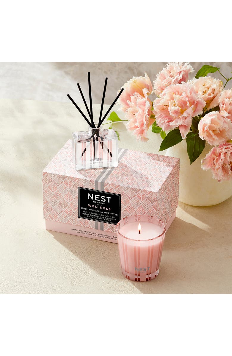 NEST New York Himalayan Sea Salt & Rosewater Petite Candle & Diffuser Set, Alternate, color, 