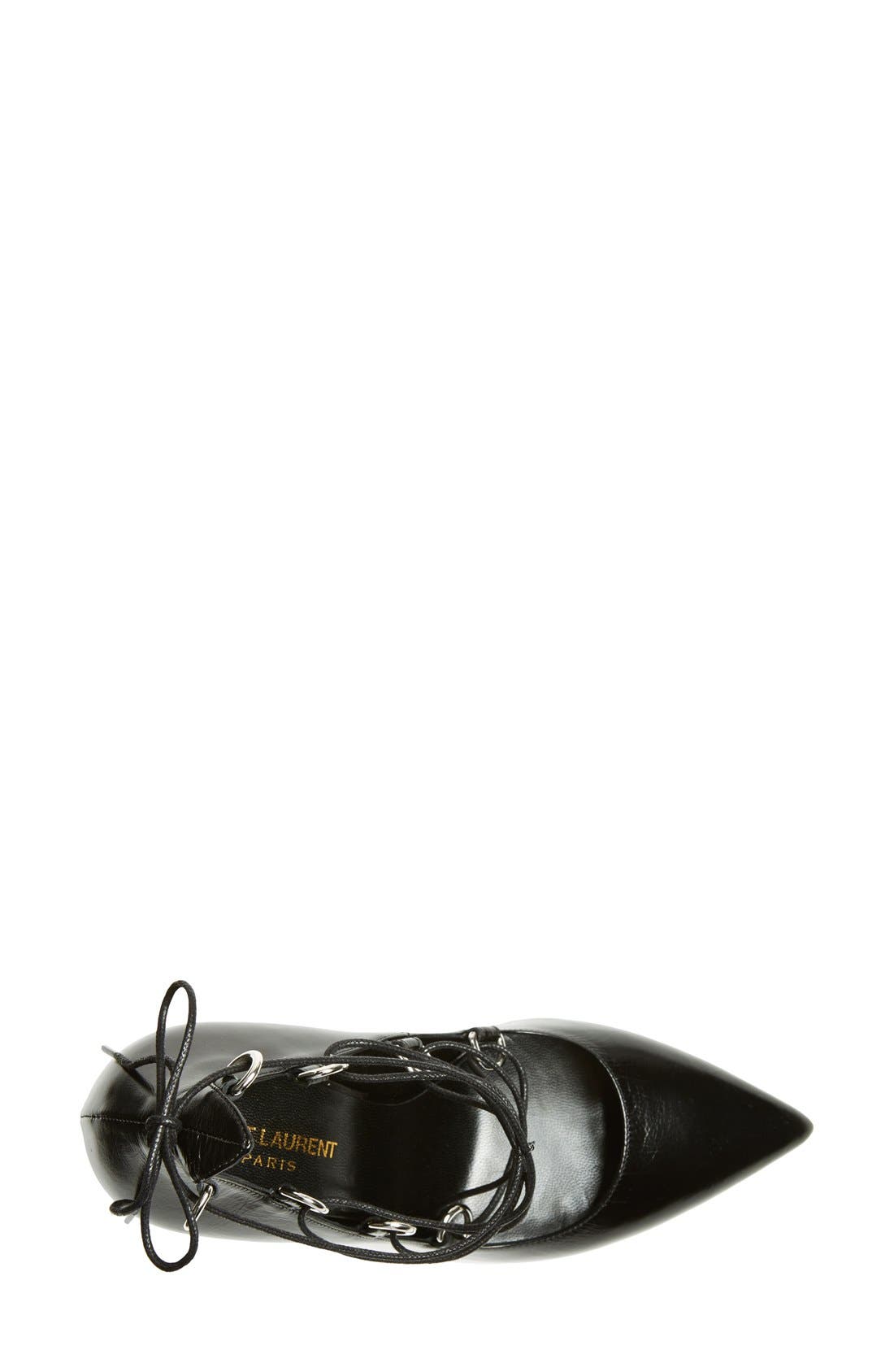 'Paris' Lace-Up Pump, Alternate, color, BLACK LEATHER