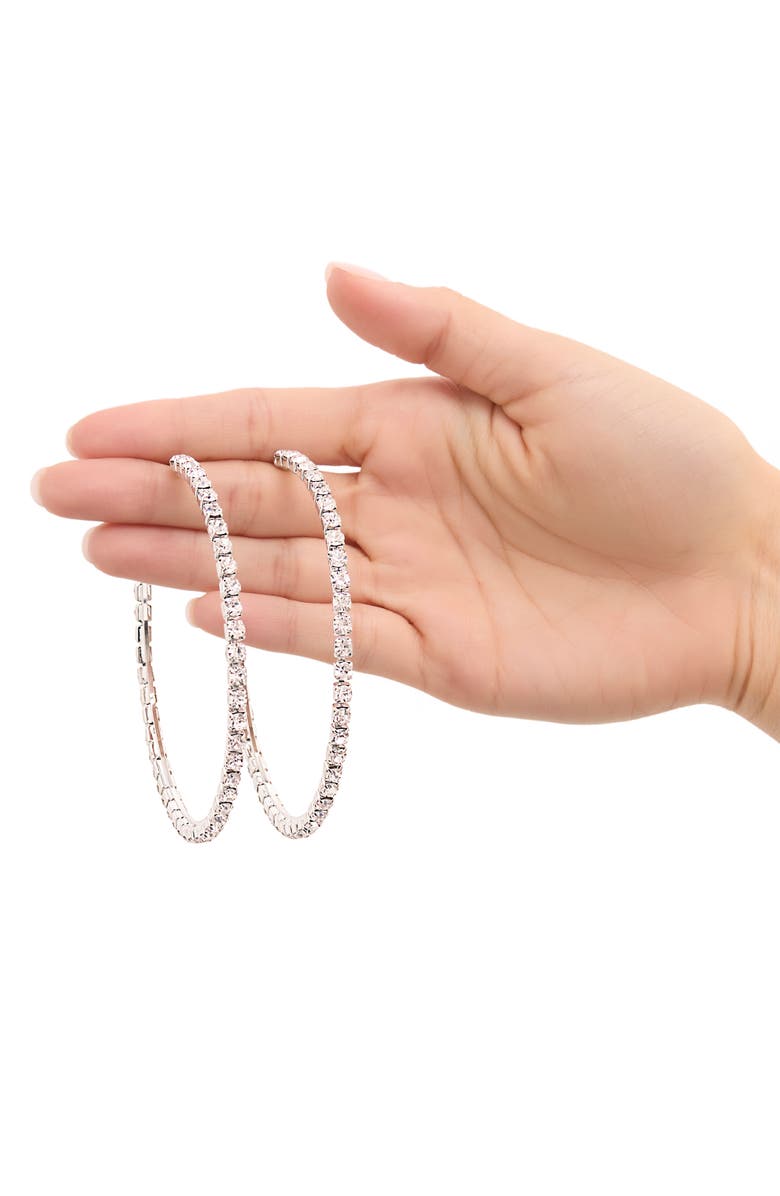 Jessica Simpson Crystal Lined Hoop Earrings, Alternate, color, Silver