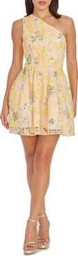 Dress the Population Delaney Floral One-Shoulder Fit & Flare Minidress