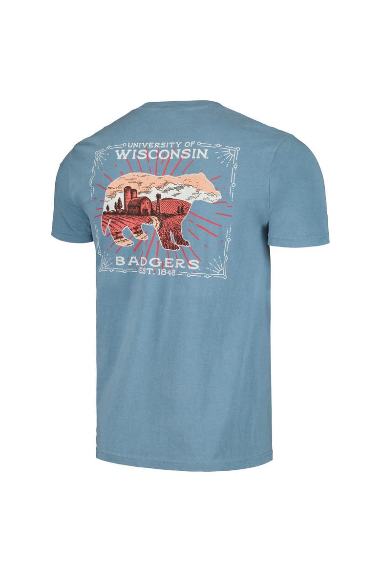 Men's Light Blue Wisconsin Badgers State Scenery Comfort Colors T-Shirt, Alternate, color, Light Blue