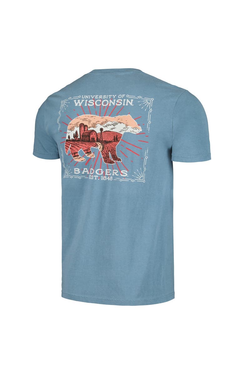 IMAGE ONE Men's Light Blue Wisconsin Badgers State Scenery Comfort Colors T-Shirt, Alternate, color,