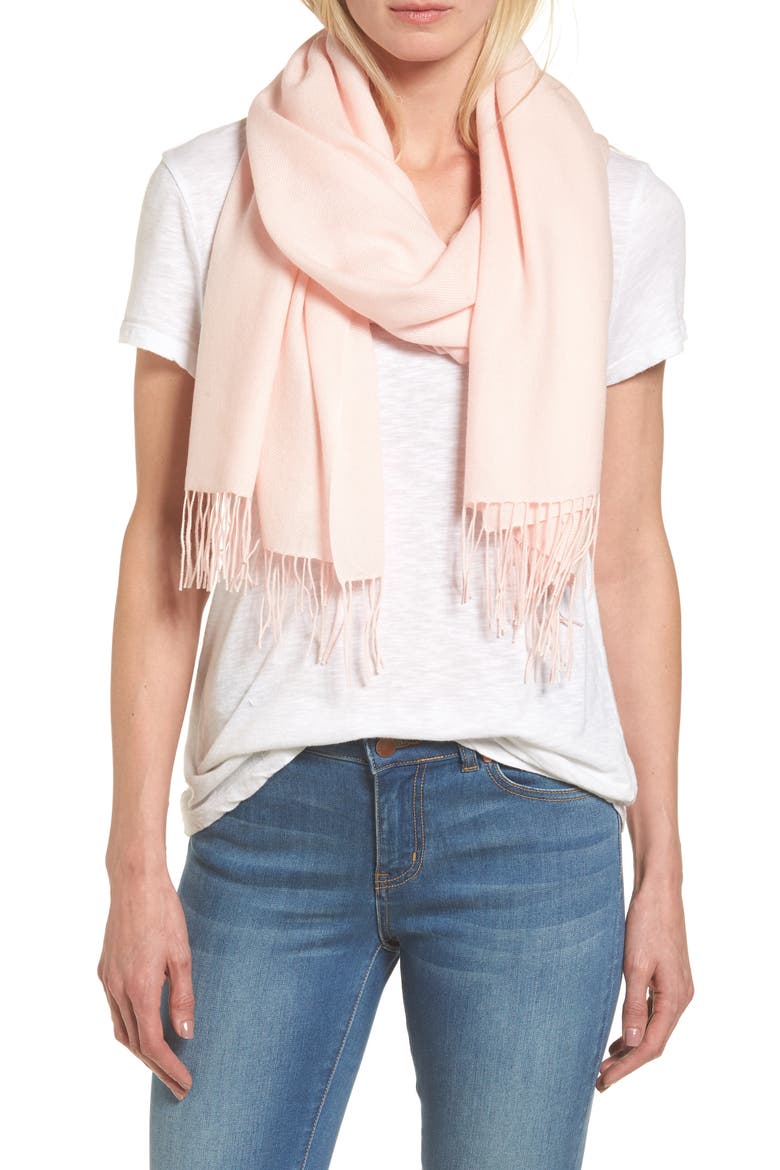 Tissue Weight Wool & Cashmere Scarf, Alternate, color, PINK BALLET