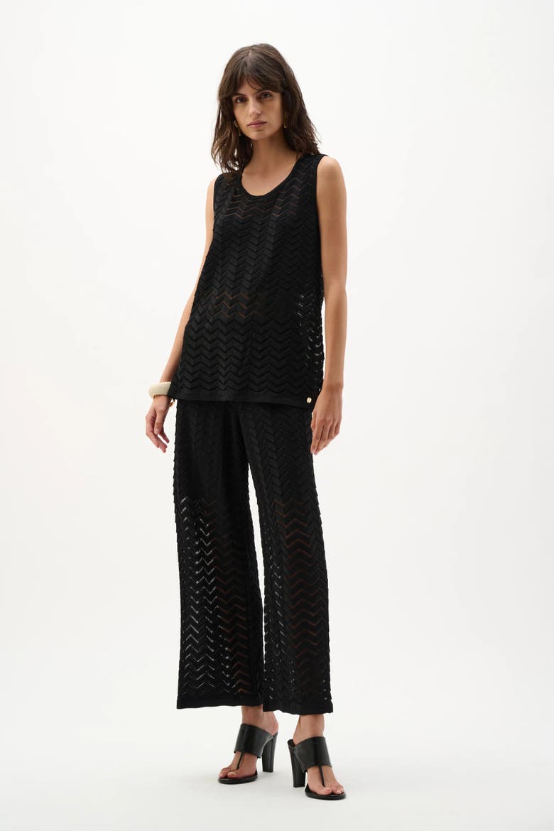 Viscose Jacquard Knit Chevron Stitch Culotte Pants, Alternate, color, Black