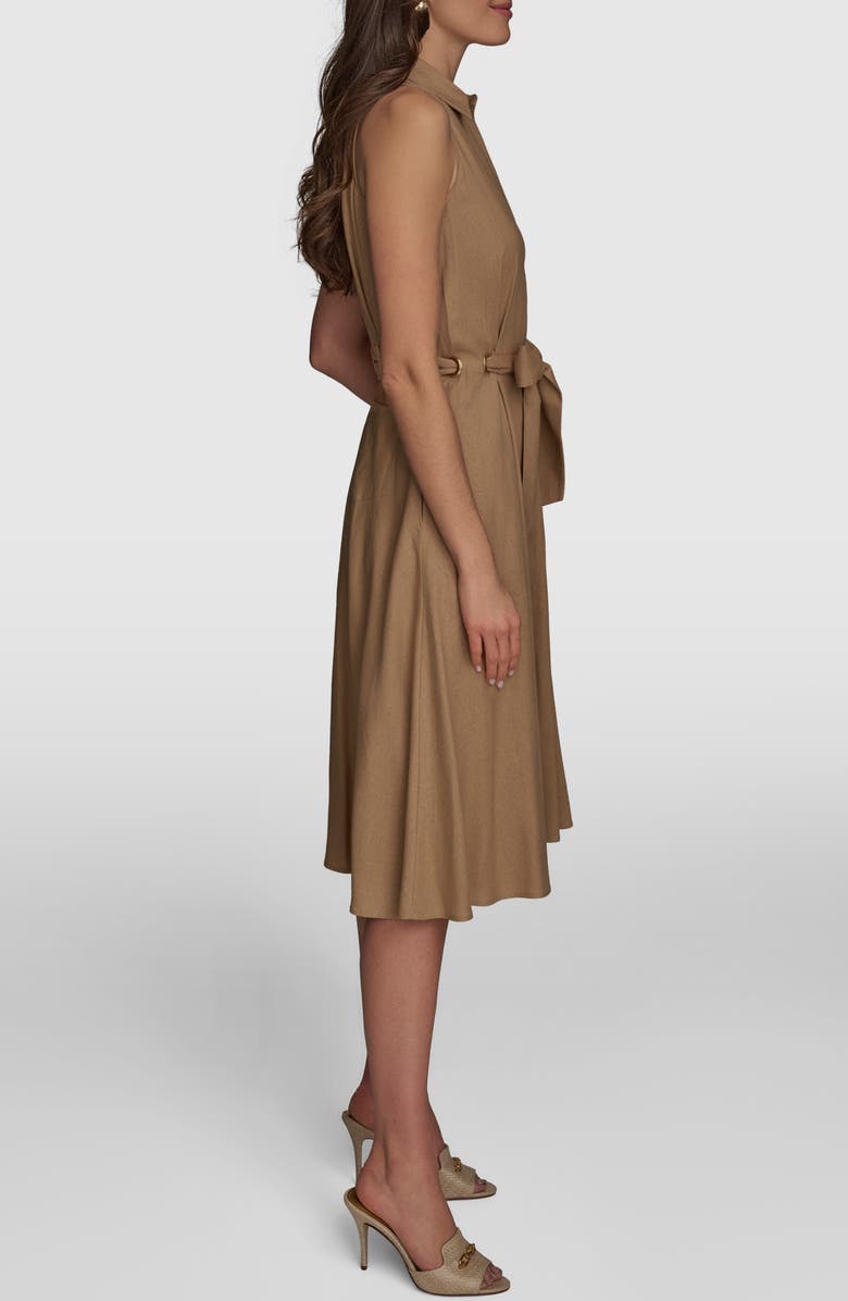 Donna Karan New York Sleeveless Linen Blend Shirtdress, Alternate, color, Fawn