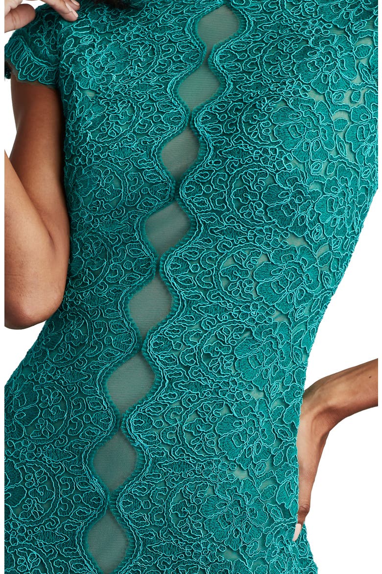 Corded Lace Cap Sleeve Cotton Blend Gown, Alternate, color, CARIBBEAN