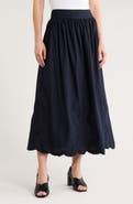 ELIE ELIE TAHARI Floral Embroidered Cotton Maxi Skirt