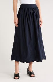 ELIE ELIE TAHARI Floral Embroidered Cotton Maxi Skirt
