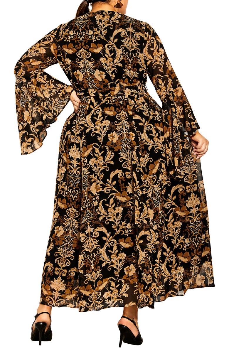 City Chic Everly Long Sleeve Faux Wrap Maxi Dress, Alternate, color,