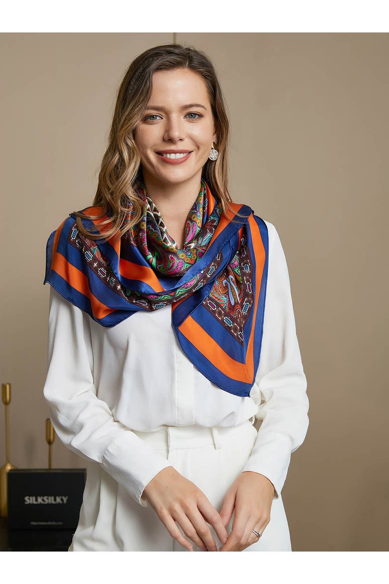 Pure Silk Bohemian Square Scarf, Alternate, color, Multi