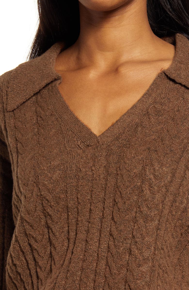 Treasure & Bond Cable Stitch Collar Sweater, Alternate, color, 