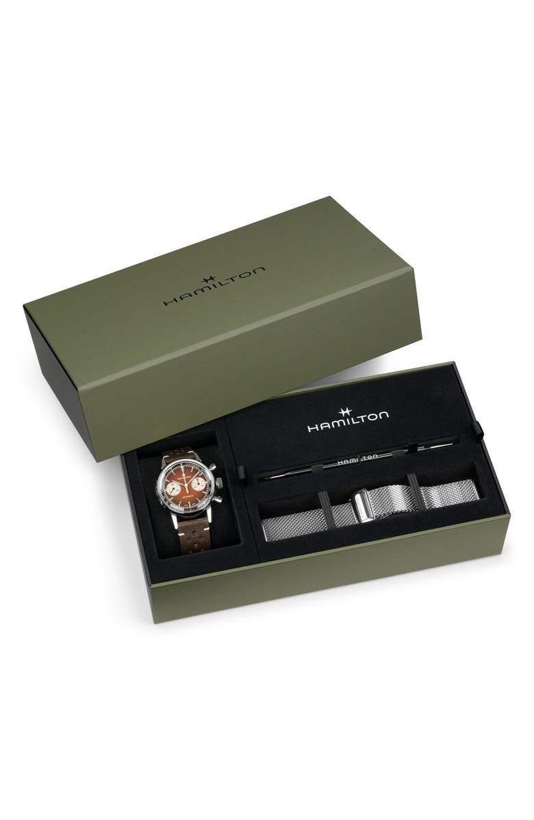 Hamilton American Classic Intra‑Matic Bracelet Watch, Alternate, color, Red