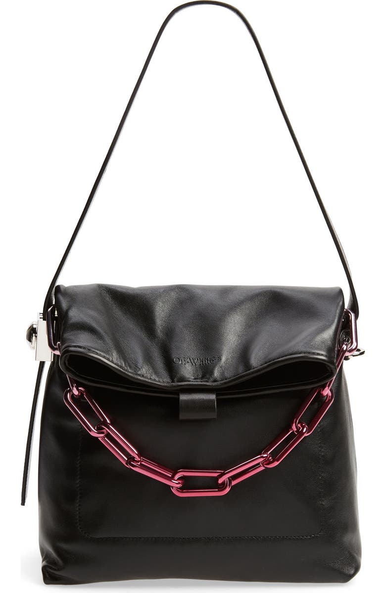 Off-White Medium Booster Leather Shoulder Bag, Main, color,