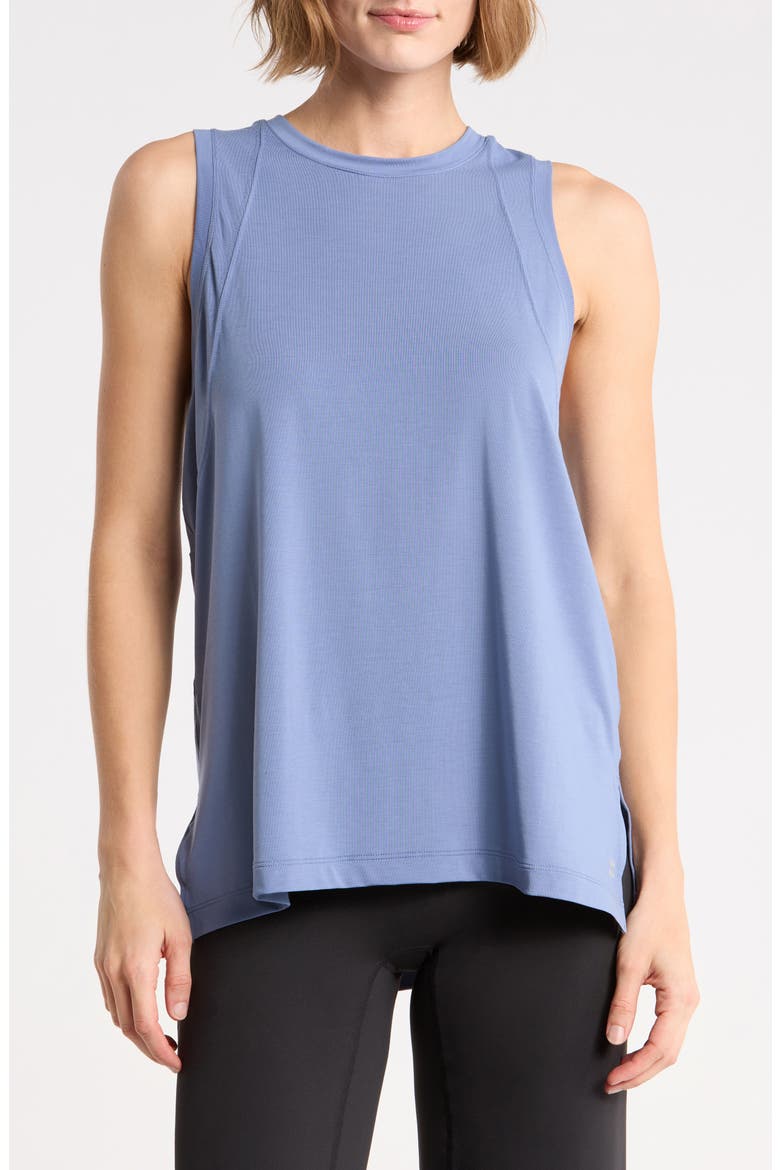 Soft Flow Studio Longline Tank, Main, color, LUXE BLUE