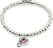 UNODE50 Beaded Stretch Bracelet with Heart and Pink Crystal