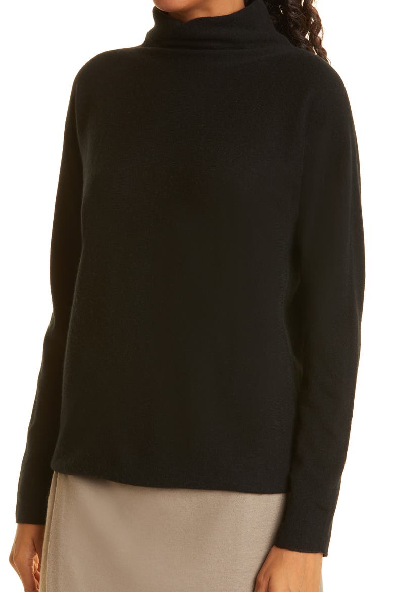 Trimless Wool & Cashmere Mock Neck Sweater, Alternate, color, BLACK