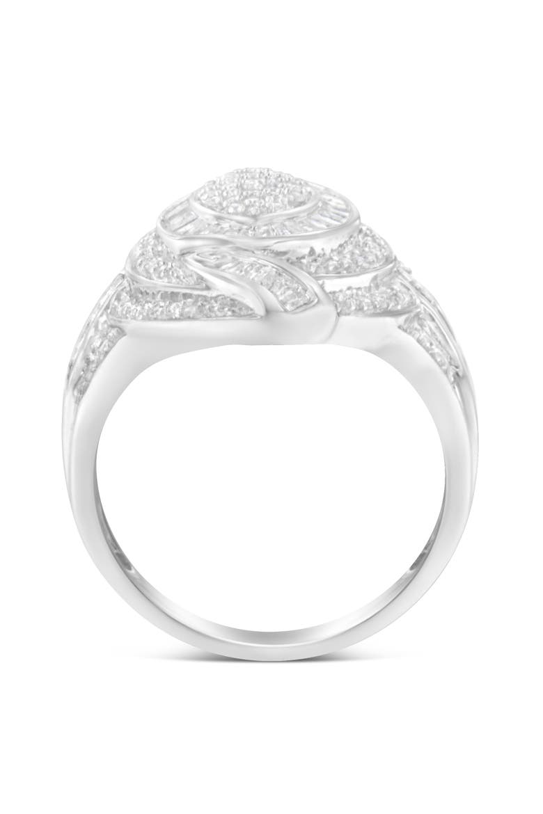 Silver 1 1/8 Cttw Diamond Cluster Triple Halo Knot Cocktail Ring, Alternate, color, Silver