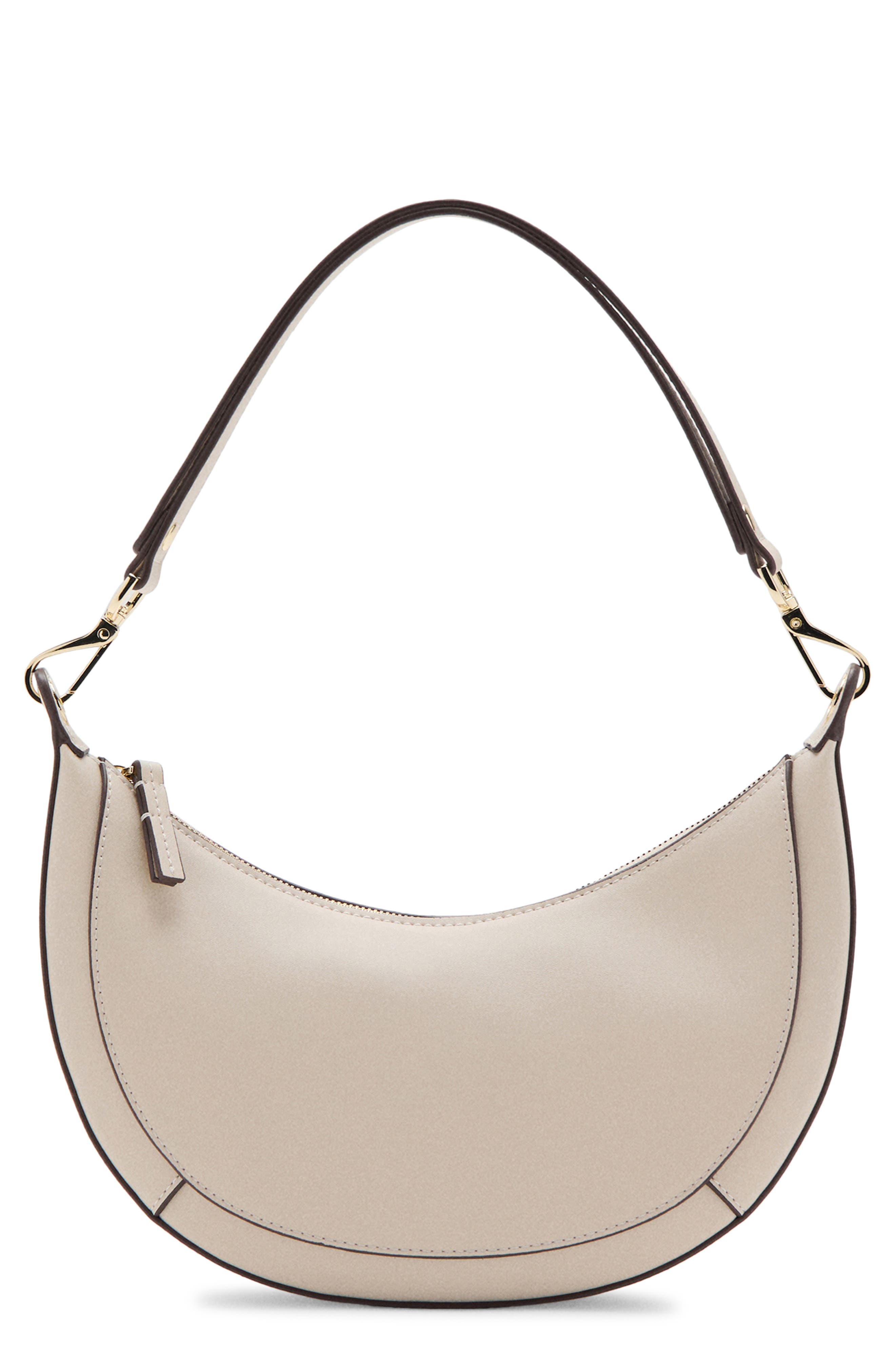 MANGO Oval Faux Leather Shoulder Bag, Main, color, Off White
