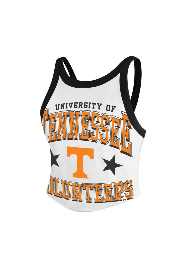 Women's '47 White Tennessee Volunteers Energize Sporty Cropped Racerback Tank Top, Alternate, color, White