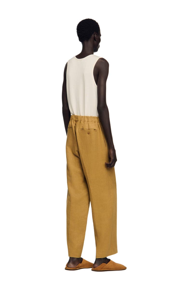 SANDRO Wide-leg elasticated linen trousers, Alternate, color, Nut