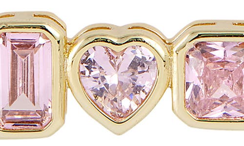 Savvy Cie Jewels Mixed Shape Cubic Zirconia Bar Pendant Necklace In Gold