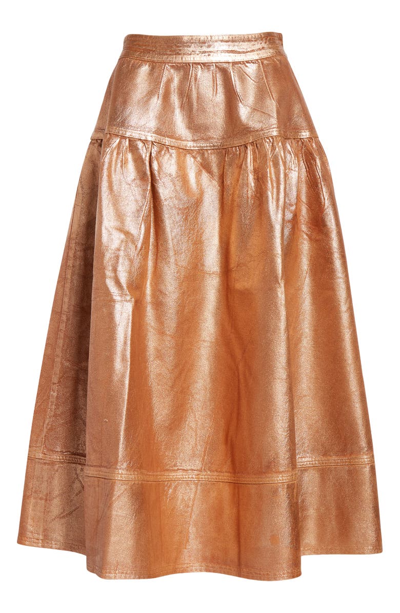 Ulla Johnson The Astrid Metallic Denim Tiered Skirt, Alternate, color, 