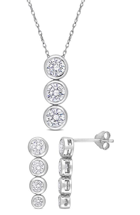Cubic Zirconia Earrings & Necklace Set