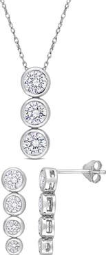 DELMAR Cubic Zirconia Earrings & Necklace Set