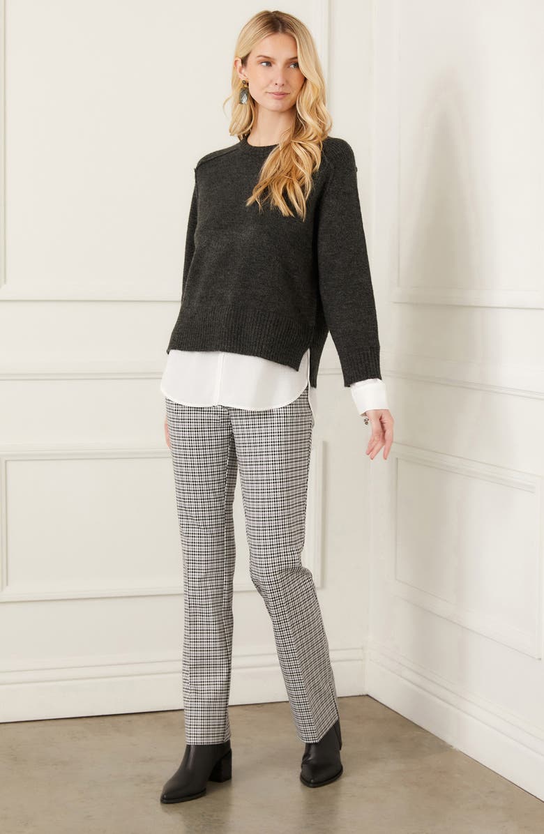 Karen Kane Plaid High Waist Straight Leg Pants, Alternate, color, Plaid