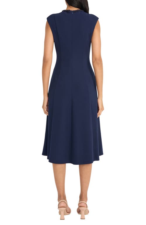 Maggy London Rope Accent Sleeveless Fit & Flare Dress In Navy Blazer