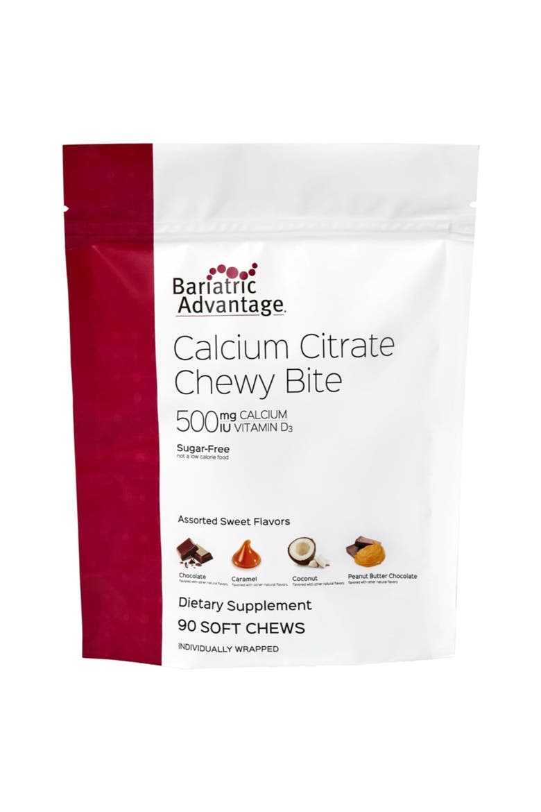 Calcium Citrate Chewy Bites 500 mg Vitamin D3 Supplement 90 Count, Main, color, None