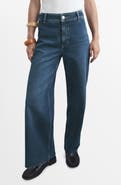 MANGO Catherin Frayed High Waist Wide Leg Culotte Jeans