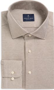 Emanuel Berg Premium Modern Fit Microhoundstooth Cotton Jersey Dress Shirt