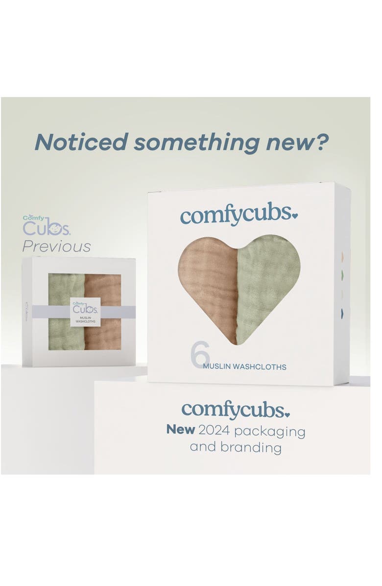 Comfy Cubs Muslin Washcloths - Pack of 6, Alternate, color, Multicolor